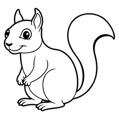Cute Black Vector Squirrel Line Art Black Vector Silhouette Cartoon Illustratio