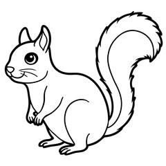 Cute Black Vector Squirrel Line Art Black Vector Silhouette Cartoon Illustratio