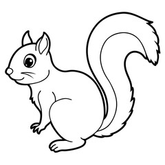 Cute Black Vector Squirrel Line Art Black Vector Silhouette Cartoon Illustratio