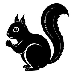 Cute Black Vector Squirrel Line Art Black Vector Silhouette Cartoon Illustratio