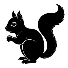 Cute Black Vector Squirrel Line Art Black Vector Silhouette Cartoon Illustratio