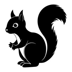 Cute Black Vector Squirrel Line Art Black Vector Silhouette Cartoon Illustratio