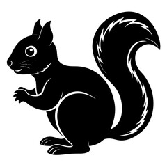 Cute Black Vector Squirrel Line Art Black Vector Silhouette Cartoon Illustratio