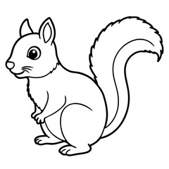 Cute Black Vector Squirrel Line Art Black Vector Silhouette Cartoon Illustratio