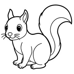 Cute Black Vector Squirrel Line Art Black Vector Silhouette Cartoon Illustratio