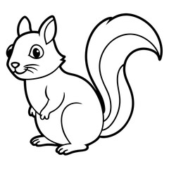 Cute Black Vector Squirrel Line Art Black Vector Silhouette Cartoon Illustratio