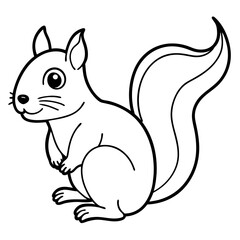 Cute Black Vector Squirrel Line Art Black Vector Silhouette Cartoon Illustratio