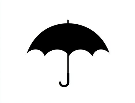 Simple black umbrella icon silhouette on white background. - Powered by Adobe