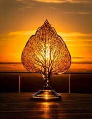 made entirely of glass, reflecting the golden 