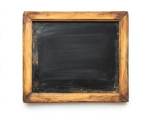 Rustic wooden framed chalkboard with blank black surface. (1)