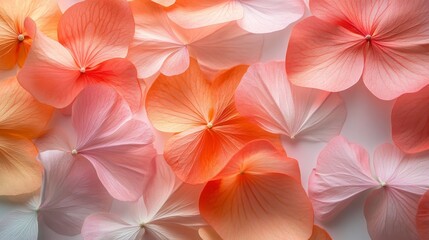 Fototapeta premium Delicate coral and pink flower petals arranged artistically