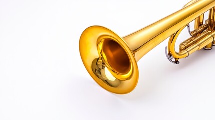 Elegant Golden Trumpet on White Background Perfect for Music Themes
