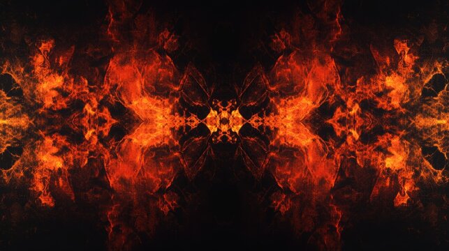 Black dark red orange yellow pattern background. Night sky fire explosion burst flame blaze smoke burning light glow hot. Horror hell evil scary ominous spooky creepy.
