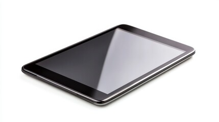 Sleek Black Tablet Device Isolated on White Background for Display