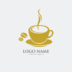 Caffee shop logo, cafe, cup, drink, food, coffeemaker, coffee, grinder logo fully editable vector template