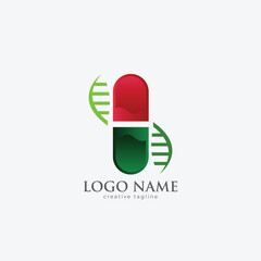 Dna supplement logo, capsule, dna fully editable vector logo