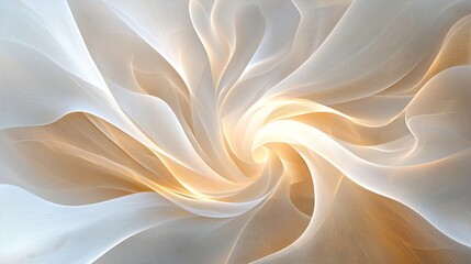 Abstract Light Burst with Swirling White and Gold Tones Artistic Design Illustration.