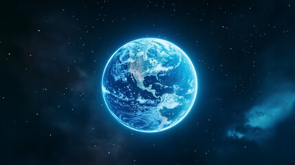 Fototapeta premium Beautiful Earth View from Space with Bright Stars in Background