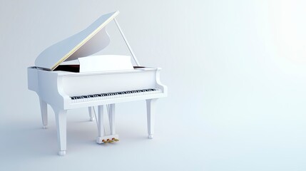 Elegant White Grand Piano with Open Lid on Soft Background