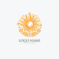 Sun logo, sun fully editable vector template