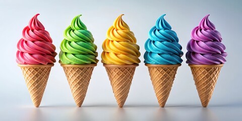 Vibrant Swirls of Frozen Delight in Crispy Cones A Sweet Summer Treat
