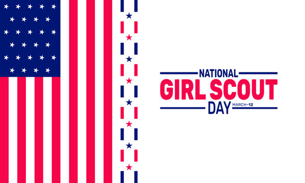 March is National Girl Scout Day. This holiday-themed design is perfect for backgrounds Template, banners, greeting cards, posters with text inscription, and social media posts. Vector illustration.
