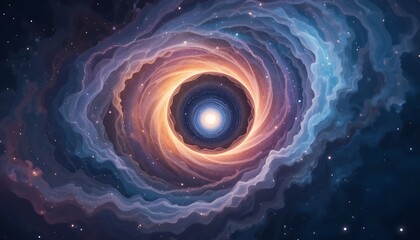 Cosmic Nebula Swirling Towards a Bright Celestial Core