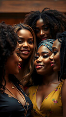 Obraz premium Diverse women coming together, cinematic, with white tones