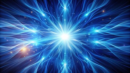 Fototapeta premium Radiant Energy Burst Celestial Streams of Light and Glowing Particles Converge at the Heart of a Mystical Nebula