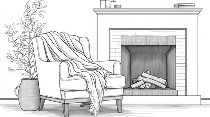 Cozy Living Room with Fireplace and Comfortable Armchair Design