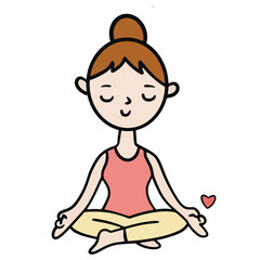 girl in yoga pose Hand-drawn doodle sports and fitness equipment