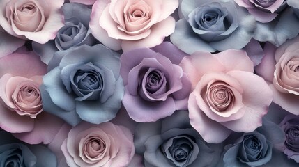 A Collection of Pastel Pink and Blue Roses