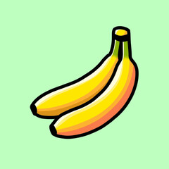 Illustration of two banana vectors design, banana icons, banana logos, very good as a sticker, with a plain background.
