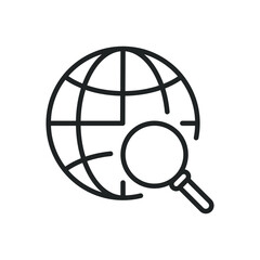 Global searching line icons. Editable stroke and Perfect pixel on transparent background