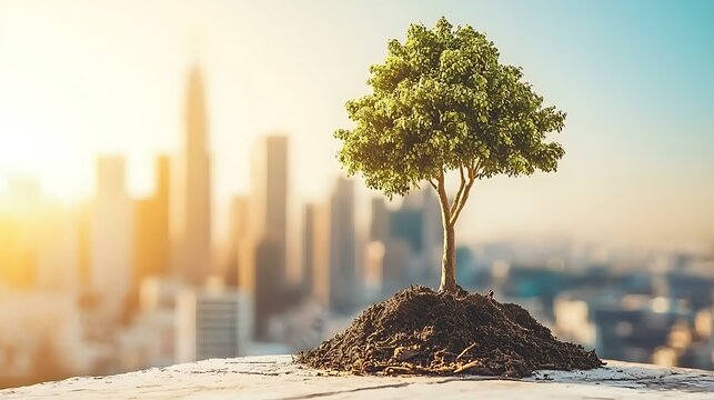 A corporate presentation showcasing innovative green business practices and eco-friendly policies