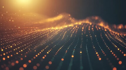 Obraz premium Golden Lights Dancing Across a Dark Abstract Landscape