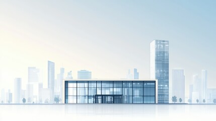 Obraz premium Modern Urban Architecture with Skyscrapers and Clear Sky Backdrop