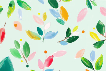 Pattern with leaves, floral wallpaper