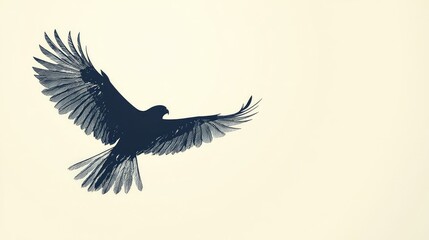 Fototapeta premium Majestic silhouette of a bird soaring against a light background