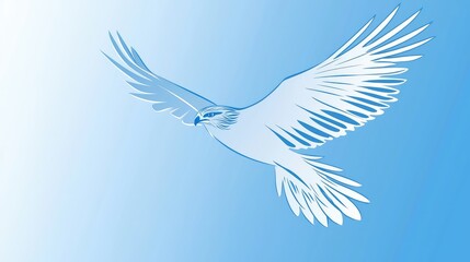 Obraz premium Elegant Blue Illustration of a Flying Bird in a Clear Sky