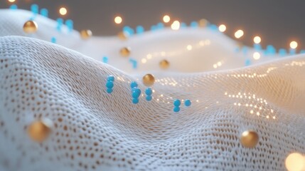 Animation showing the process of applying a detergent filter to filter out some of the gold-colored stain molecules, cleaning the fabric and preserving the fabric material