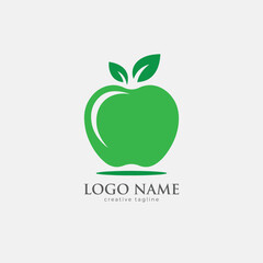 Green apple, fresh, organic, apple, leaf, health, fruit, natural, green fully editable vector logo template