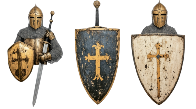 Knights in Battle With Shields and Swords Generative AI