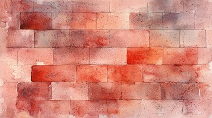 Obraz premium Textured Watercolor Brick Wall in Shades of Red and Orange Hues