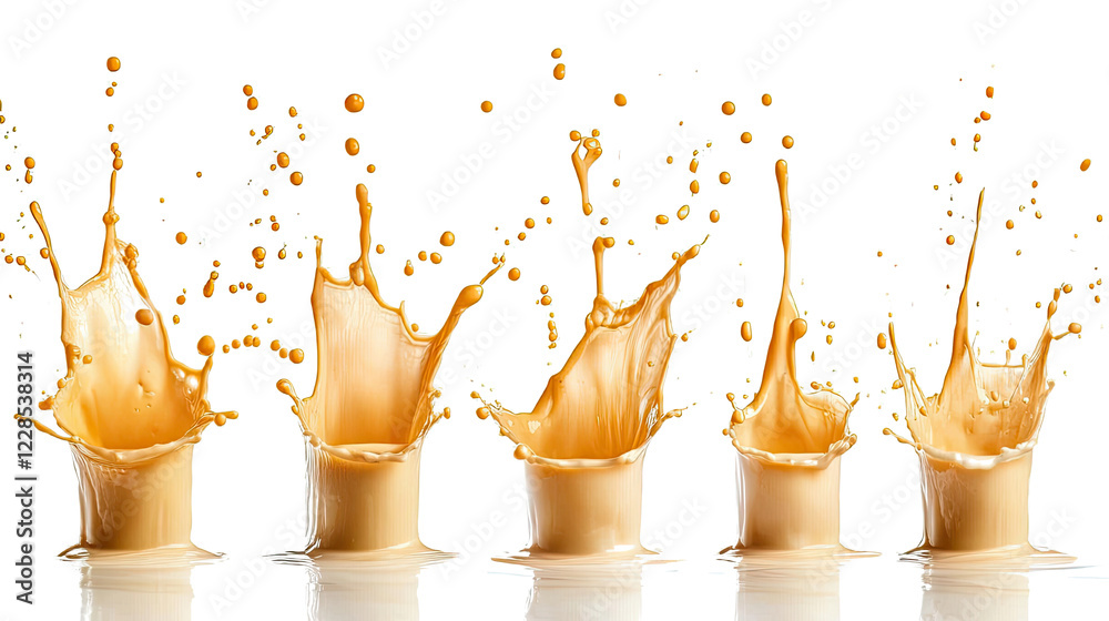 Aufkleber milk splashes captured in a dynamic sequence generative ai