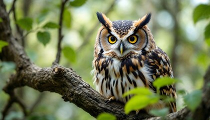 Majestic Owl in Green Forest Wildlife Photography