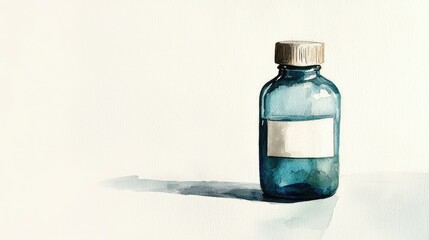 Obraz premium Blue Glass Bottle with Blank Label on White Background