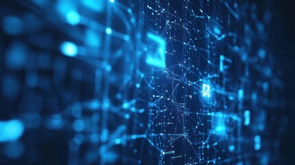 Obraz premium Abstract blue digital network data connection.