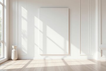 White Room Interior Design With Blank Canvas