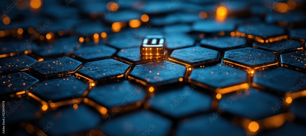 Poster Cybersecurity Abstract Hexagons Padlocks Minimalist Design Safe Connection